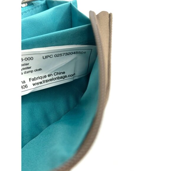 Travelon RFID Blocking Wallet Zippered Organizer Poly/Tan & Teal - Picture 3 of 6